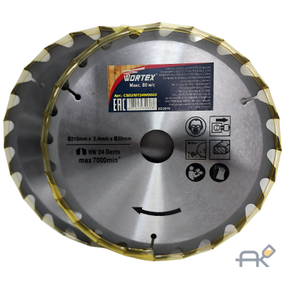 Диск пильный 210х30 мм 24 зуб. по дереву WORTEX (твердоспл. зуб) (CSD210T24W0003)